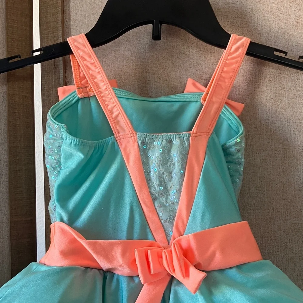 FINAL MARKDOWN Revolution Dancewear Costume in Coral and light aqua mc